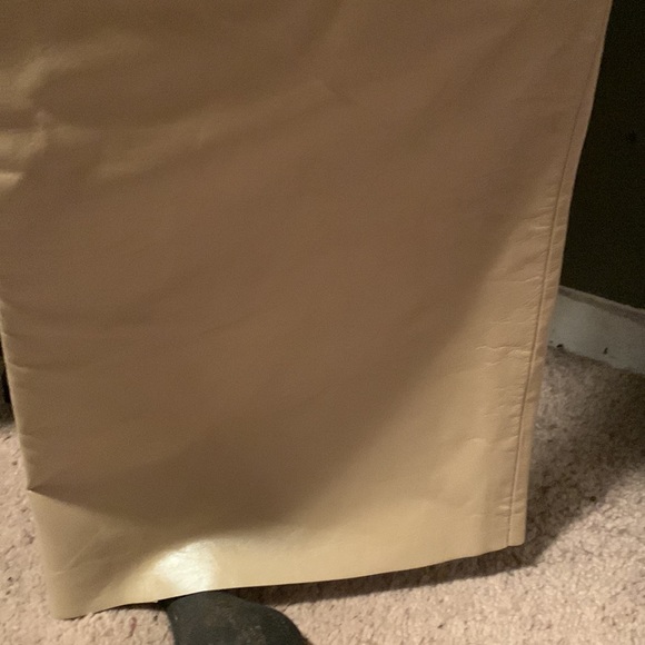 BNWOT 100% Leather fully lined Leather Pants, Size 14, beige color, no pockets. - Picture 15 of 16